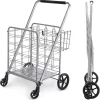Wellmax Folding Metal Grocery Shopping Cart With Wheels, 31 x 24.5 x 40 Inches - WM99028S