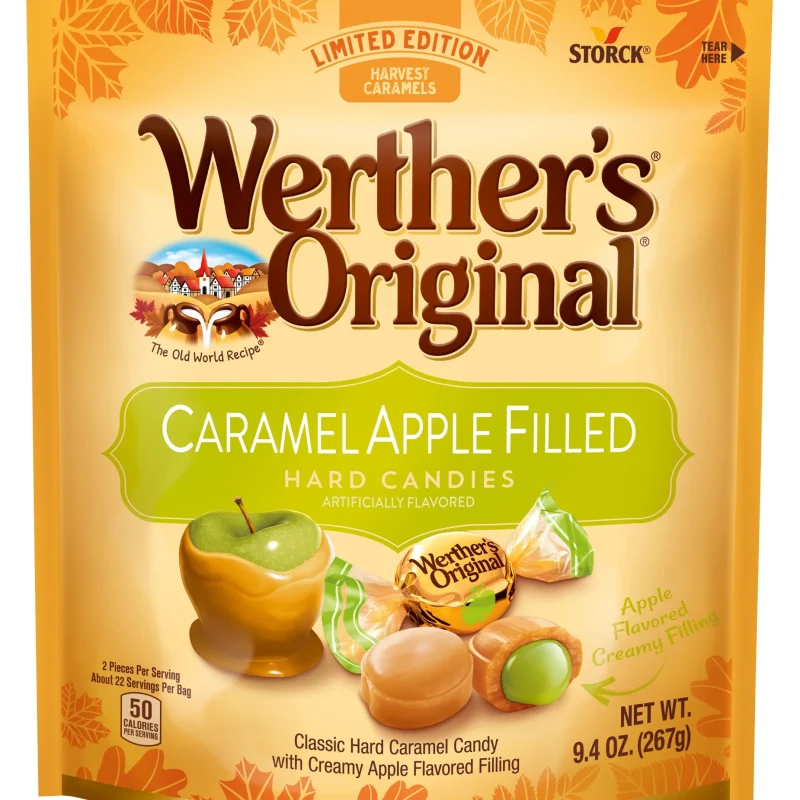 Werther's Original Limited Edition Fall Harvest Caramel Apple Filled Hard Candies, 9.4 oz Bag