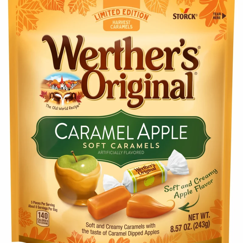 Werther's Original Limited Edition Fall Harvest Caramel Apple Soft Caramels, 8.57 oz Bag