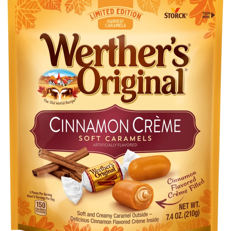 Werther's Original Limited Edition Fall Harvest Cinnamon Crème Soft Caramels, 7.4 oz Bag