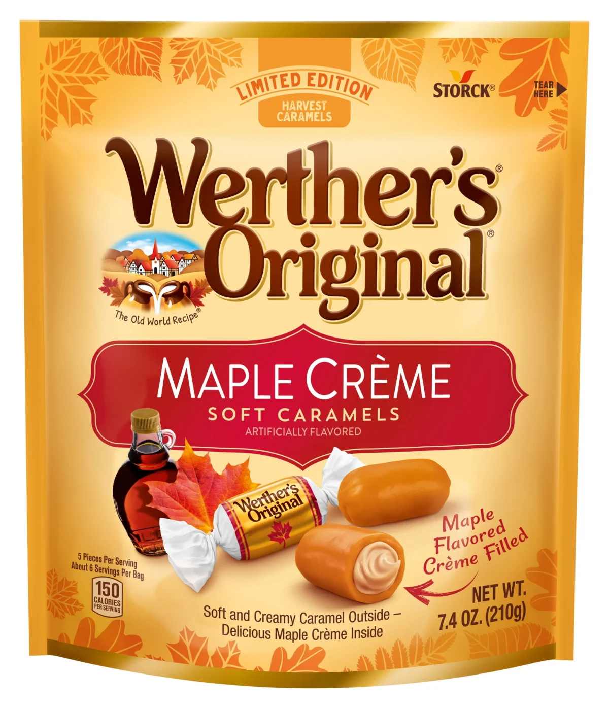 Werther's Original Limited Edition Fall Harvest Maple Crème Soft Caramels, 7.4 oz Bag