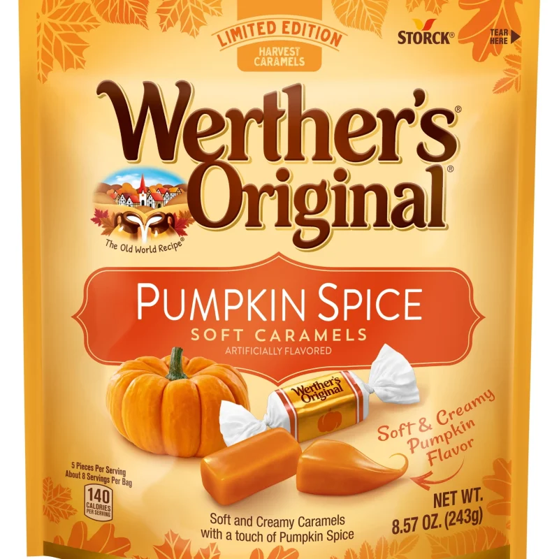 Werther's Original Limited Edition Fall Harvest Pumpkin Spice Soft Caramels, 8.57 oz Bag