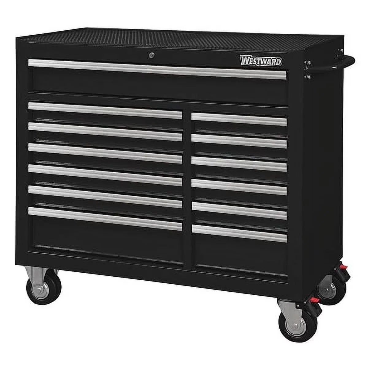 Westward Rolling Tool Cabinet, Black, 42 in x 18 15/16 in x 39 13/16 in, 13 Drawers - 32H892