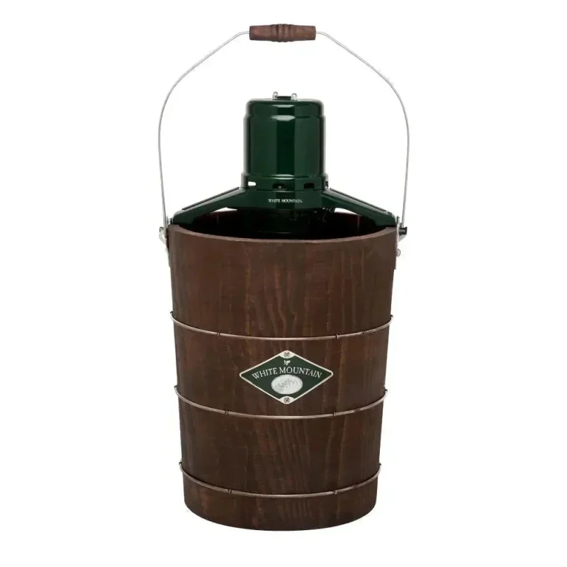 White Mountain 6 Qt. Green And Brown Electric Ice Cream Maker