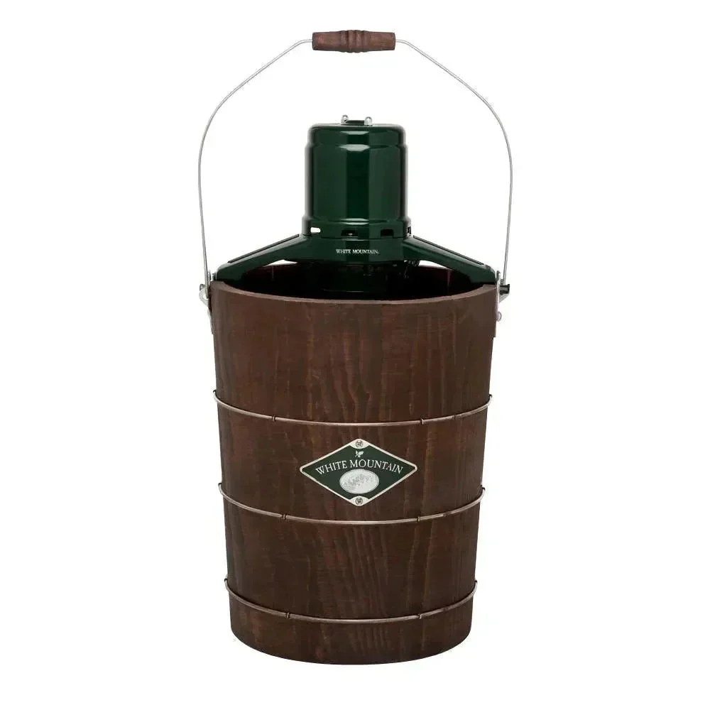 White Mountain 6 Qt. Green And Brown Electric Ice Cream Maker
