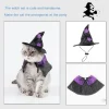WILLED Halloween Pet Costumes, Cat Wizard Costume, Dog Witch Cloak & Hat, Purple Witch Cloak for Cats, Dogs, Kittens, Pu