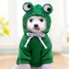 Winter Warm Plush Dog Coat Hoodie, Pet Halloween Frog Cosplay Costume for Small Dogs