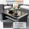Wisteria Lane 4-Piece Wicker Patio Conversation Set With Cushions And Glass Table - Ash Gray