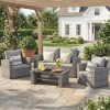 Wisteria Lane 4-Piece Wicker Patio Conversation Set With Cushions And Glass Table - Ash Gray