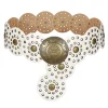 Women's Concho Disc Belt Western Cowboy Cowgirl Wide Leather Boho Country Waist Belts for Dress Jeans