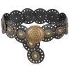 Women's Concho Disc Belt Western Cowboy Cowgirl Wide Leather Boho Country Waist Belts for Dress Jeans