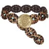 Women's Concho Disc Belt Western Cowboy Cowgirl Wide Leather Boho Country Waist Belts for Dress Jeans