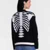 Women's Halloween Skeleton Graphic Cardigan Sweater from Way to Celebrate, Sizes S-4X