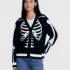 Women's Halloween Skeleton Graphic Cardigan Sweater from Way to Celebrate, Sizes S-4X