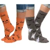 Women's Jack O Lantern and Bats & Ghosts Halloween Socks Novelty Crew 2-Pack