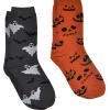 Women's Jack O Lantern and Bats & Ghosts Halloween Socks Novelty Crew 2-Pack