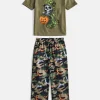 Wonder Nation Boys Short Sleeve Graphic Tee and Wide Leg Pants Sleep Set, 2-Piece, Sizes 4-18