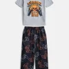 Wonder Nation Boys Short Sleeve Graphic Tee and Wide Leg Pants Sleep Set, 2-Piece, Sizes 4-18