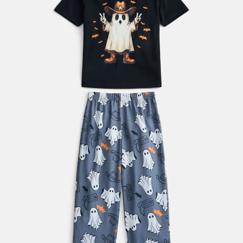 Wonder Nation Boys Short Sleeve Graphic Tee and Wide Leg Pants Sleep Set, 2-Piece, Sizes 4-18