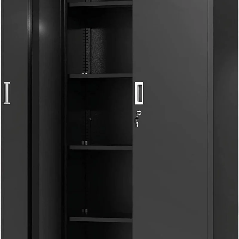 WORKPRO Metal Storage Cabinet With Locking Doors, Adjustable Shelves, Black, 71 Inches Tall - 31-1/2 x 15-3/4 Inch