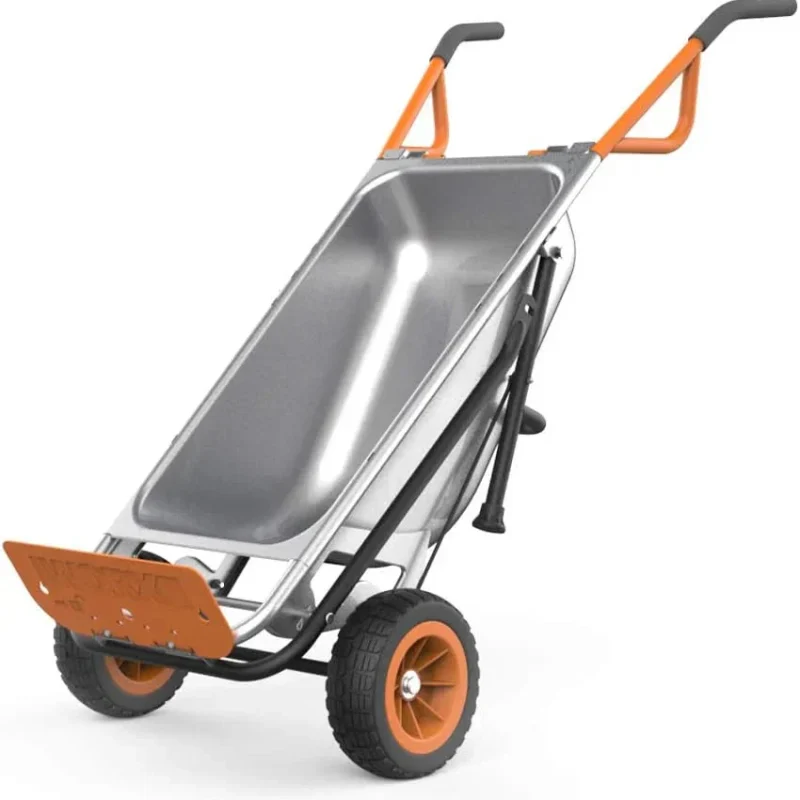 Worx 8-in-1 Aerocart Metal Garden Cart, Wheelbarrow And Dolly, Orange, Black And Silver - WG050