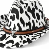 Wowstyle Wide Brim Cowboy Hat for Adult Men Women Cowgirl Hat with Adjustable Leather Band Western Cattleman Cowboy Rode