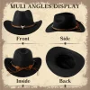 Wowstyle Wide Brim Cowboy Hat for Adult Men Women Cowgirl Hat with Adjustable Leather Band Western Cattleman Cowboy Rode