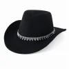Wowstyle Wide Brim Cowboy Hat for Adult Men Women Cowgirl Hat with Adjustable Leather Band Western Cattleman Cowboy Rode