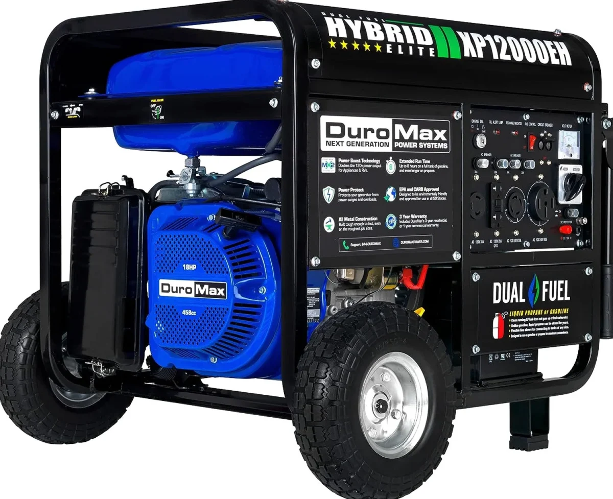 DuroMax Dual Fuel Generator 12,000W Gas/Propane, 457cc 4-Stroke Engine - XP12000EH
