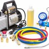 XtremepowerUS 4 CFM 1-Stage Rotary Air Vacuum Pump HVAC Manifold Gauge Kit - 71098