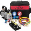 XtremepowerUS 4 CFM 1-Stage Rotary Air Vacuum Pump HVAC Manifold Gauge Kit - 71098