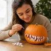 YAMB Halloween Pumpkin Teeth Decor Kit, Mini Fangs and Flat Teeth, Reusable Pin-In Design, For Pumpkin Carving and Party