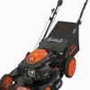 YARDMAX 22 inch Gas Self-Propelled Lawn Mower, 201cc, 6-Speed CVT, High Wheel RWD, 3-in-1, Black