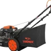 YARDMAX 22 inch Gas Self-Propelled Lawn Mower, 201cc, 6-Speed CVT, High Wheel RWD, 3-in-1, Black