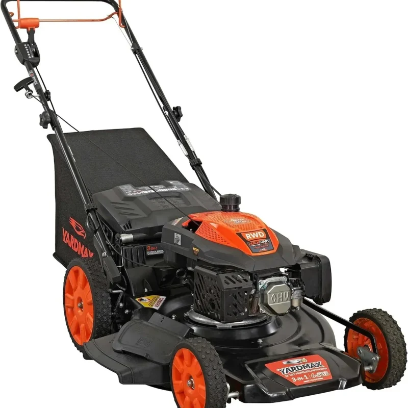 YARDMAX 22 in 201cc 6-Speed CVT RWD 3-in-1 Self-Propelled Lawn Mower, Black - YG2760