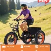 YEBEI Folding Electric Tricycle for Adults, 500W Motor, 48V15AH Lithium Battery, 20 x 4.0 in Fat Tires