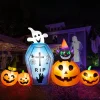Yexmas 10ft Halloween Inflatable Pumpkins Outdoor Decor with Black Cat Tombstone and Spectre, Built-in LED Lights, for H