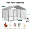 YOKWOK Outdoor Dog Kennel With Roof, 7.5X7.5ft, Silver - Outdoor Dog Crate