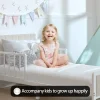 Yoneston Toddler Metal Platform Bed Frame With Guardrails And Upholstered Headboard - White