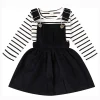 Younger Tree Toddler Baby Girl Fall Dress Outfit Long Sleeve Top Strap Dress Overall with Pocket Clothes Set for 2-3T
