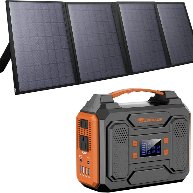 ZeroKor Solar Generator Kit 300W With 40W Solar Panel And 110V AC Outlet